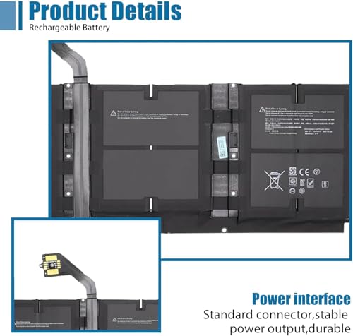 45.8Wh G3HTA057H Laptop Battery Replacement for Microsoft Surface Laptop 3 13 Core i5-1035G7 15-Inch 1872 1873 Surface Laptop 4 1953 1979 15-Inch Series G3HTA058H G3HTA053H 7.58V 6041mAh - size: 11.81*3.98*0.28 inch G3HTA057H