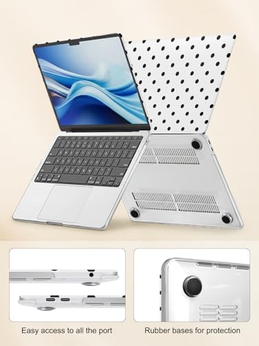 Voidborne Compatible with MacBook Pro 13 inch Case 2026-2016 A2338 M1 A2251 A2289 A2159 A1989 A1708 A1706,Matte Leather Hard Shell Protective Case for Pro13 inch + Keyboard Cover,Polka Dots,White - color: White02