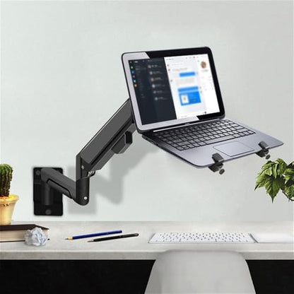 Monitor Stand Wall Mount Monitor Arm with Laptop Tray, Aluminum Gas Spring Full Motion Laptop Mount Arm,19.8 lbs Screens/ 10-17" Laptop Monitor Arm