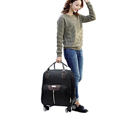 Rolling Laptop Bag, Lightweight Travel Trolley Luggage with 360° Spinner Wheels, Carry-On Wheeled Computer Tote
