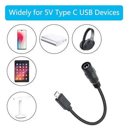 Short DC 5.5mm x 2.1mm to Micro USB Power Cord 6inch, 5V 3A Power Charging Extension Cable, for LED Desk Lamp, Small Fan Etc Other Micro USB Port Equipment(2Pcs) - style: DC 5521 Female to Micro USB Male