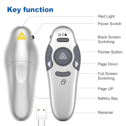 QUI Presenter Clicker USB A&C Bundle | Bk600 Slim-Shaped Blue & BQ100 Remote-Shaped Silver
