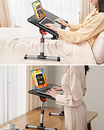SAIJI Laptop Bed Tray Table, Adjustable Home Office Standing Desk Portable Lightweight Foldable Lap Desk for Sofa Couch Floor Working Studying Reading Writing Eating,Fit Up to 17" Laptop(Large，Black) | Adjustable Standing Desk Foldable for Sofa Couch Floo