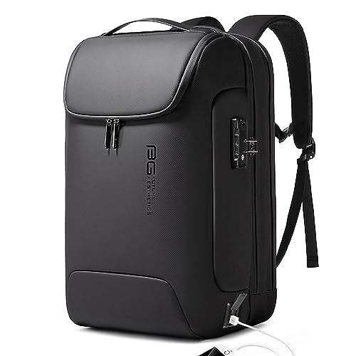 BANGE Men's Anti-Theft Backpack,Waterproof Fashion Travel Backpacks,High Tech Backpack with USB3.0 Charging Port,Business Laptop Backpack Fits 17.3 Inch Notebook… - color: Black, size: With Lock+USB