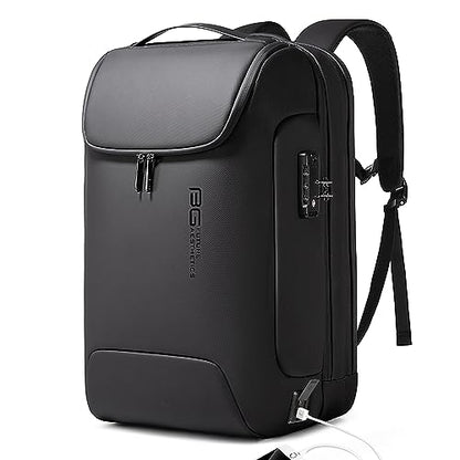 BANGE Men's Anti-Theft Backpack,Waterproof Fashion Travel Backpacks,High Tech Backpack with USB3.0 Charging Port,Business Laptop Backpack Fits 17.3 Inch Notebook… - color: Black, size: With Lock+USB