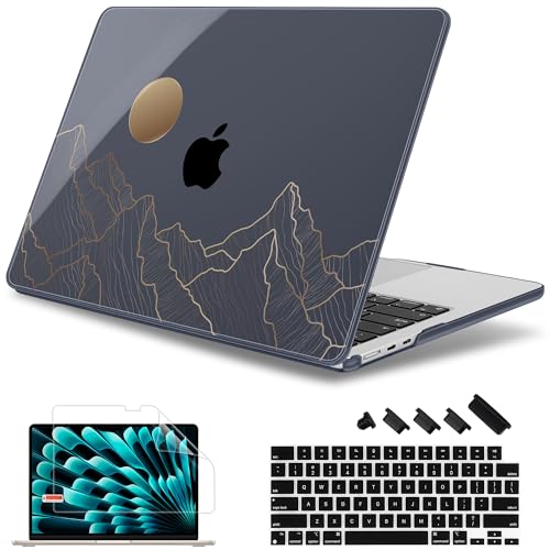 May Chen for MacBook Air 15 inch Case M5 M4 M3 M2 2026 2024-2023, Model A3448 A3241 A3114 A2941, Closes Seamlessly Hard Shell Laptop Cover with Keyboard Cover, Gradient Mountain - color: Gradient mountain