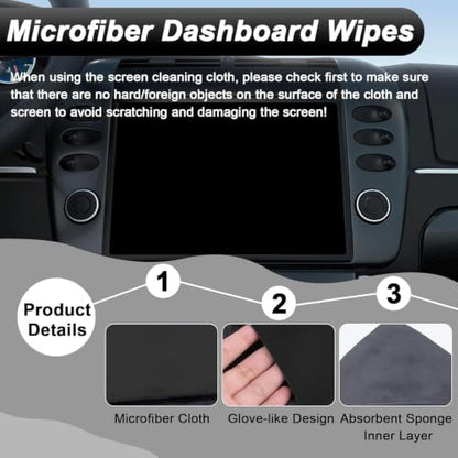 BFXM 2PCS Car Screen Cleaner, 4.1''×4.1'' Black Microfiber Dashboard Wipes | Square Microfiber Cloth, Automotive Display Wipes,Vehicle Screen Cleaner Tool for Dashboard Display, Car Interior Tool - color: Black& Grey