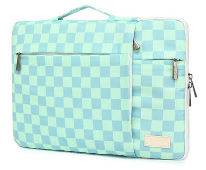 360 Degree Protective Laptop Sleeve with Multi-Pockets (Mint Blue Checkered, 12.5 inch-13.5 inch) - color: Mint Blue Checkered, size: 12.5 inch-13.5 inch