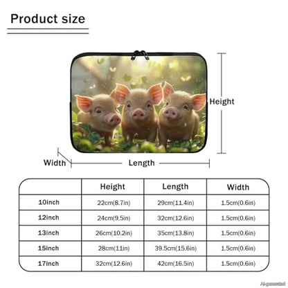 Pig Printed Laptop Bag for Women Men, Lightweight Laptop Case Bag Water Resistant Computer Case Bag 17 Inch Briefcase with Zipper, Easy to Carry Computer Carrying Cover - color: Pig-Green, size: 17 Inches