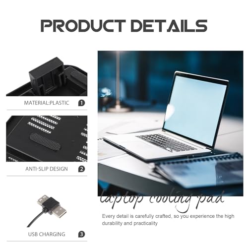PRETYZOOM Silent Laptop Cooling Pad with Anti-Slip Holder USB Powered Cooling Fan Cooler Stand for Gaming and Office Use Compatible with Notebooks
