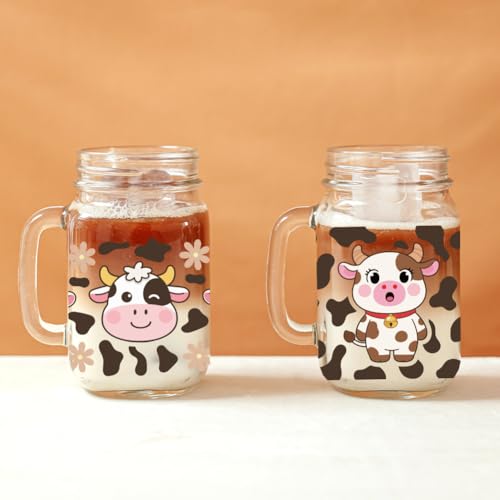 Cow UV DTF Cup Wraps, 10 Sheets Transfer Sticker | Waterproof UV DTF Stickers, Custom Vinyl Decals for 16oz Coffee Cups Tumblers Bottles Mugs, DIY Gifts & Crafts - style: Cow