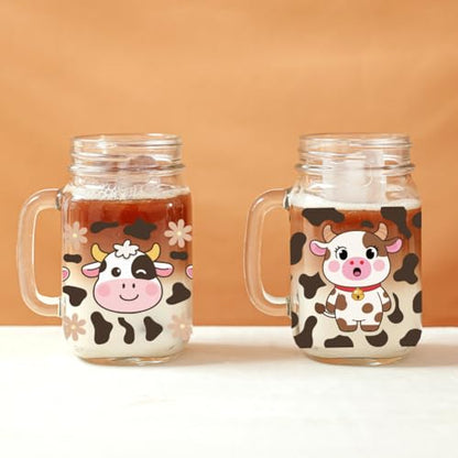 Cow UV DTF Cup Wraps, 10 Sheets Transfer Sticker | Waterproof UV DTF Stickers, Custom Vinyl Decals for 16oz Coffee Cups Tumblers Bottles Mugs, DIY Gifts & Crafts - style: Cow