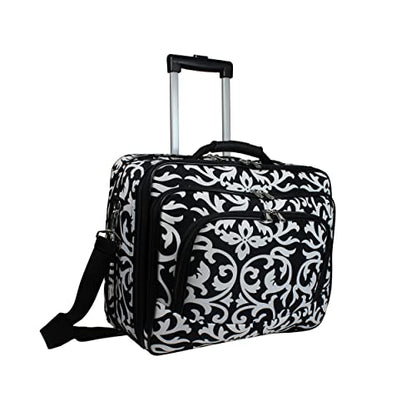World Traveler Rolling 17-Inch Laptop Briefcase Computer Case - Black Trim Damask - color: Black Trim Damask