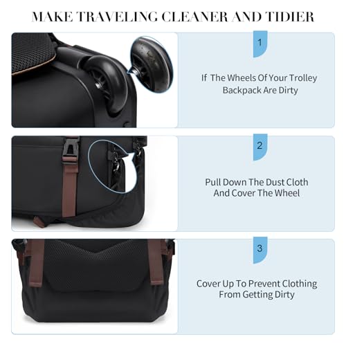 Rolling Backpack for Women,Travel Laptop Backpack with Wheels Roller Wheeled Backpack Underseat Carry On Luggage for Travel Business Trip,Fit 17Inch,Black - color: Black