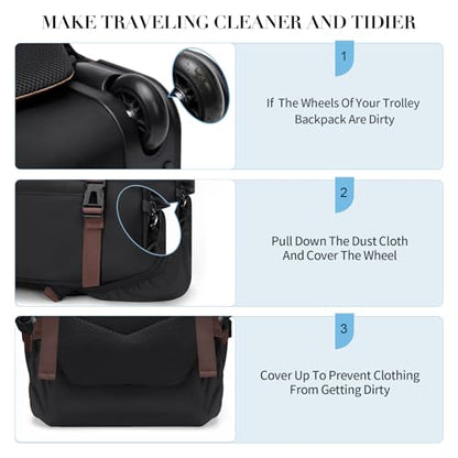 Rolling Backpack for Women,Travel Laptop Backpack with Wheels Roller Wheeled Backpack Underseat Carry On Luggage for Travel Business Trip,Fit 17Inch,Black - color: Black