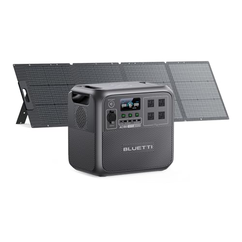 BLUETTI AC180 Solar Generator with 200W Solar Panel Included, 1152Wh 1800W | LFP Battery w/ 4 1800W (2700W Peak) AC Outlets, 0-80% in 45Min, Portable Power Station for Camping, Off-grid, Power Outage - style: BLUETTIAC180+200W