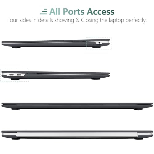 DONGKE Compatible with MacBook Air 13 inch Case 2021 2020 2019 2018 Release Model: M1 A2337 A2179 A1932, Matte Hard Case Cover for MacBook Air 13 inch with Retina Display Fits Touch ID - Black - color: Black