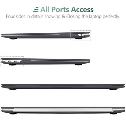 DONGKE Compatible with MacBook Air 13 inch Case 2021 2020 2019 2018 Release Model: M1 A2337 A2179 A1932, Matte Hard Case Cover for MacBook Air 13 inch with Retina Display Fits Touch ID - Black - color: Black