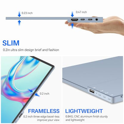 15.6 Inch Touchscreen Portable Monitor, FHD 1080P IPS Full Function USB-C Ultra Slim Travel Screen, Portable Display w/Speakers & VESA Mount for Laptop Mac PC Phone PS4 PS5 Switch - size: 15.6inch Touch