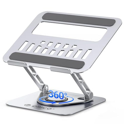ORICO Adjustable Laptop Stand for Desk, 360° Rotating Base, Foldable Aluminum Alloy Computer Stand with Ventilated Design, Compatible with MacBook Neo/Air/Pro, Dell, XPS, HP up to 17'' - ST12, Silver - color: Silver