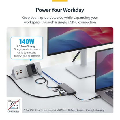 StarTech 6-in-1 USB-C Mini Dock, 4K HDMI, 140W PD, 10Gbps, 2.5GbE, SD | 140W Power Delivery charging, SD slot, Single-adapter mobile workstation, Enterprise-tested, AI-ready laptops