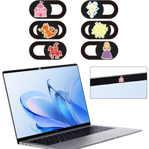 6Pcs 6 Styles Camera Cover Slide Cute 0.04 Inch Privacy Guard Accessories, Thin Camera Privacy Blocker Castle Princess Pattern for Laptop Desktop Computer Tablet Notebook Home Office Use - color: Castle Princess