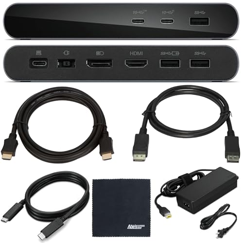Lenovo 40B30090US Docking Station USB-C Universal Business Dock, Dual Display: Includes USB-C Cable + Power Adapter + Zoomspeed Display Port Cable + Zoomspeed HDMI Cable + AOM Cleaning Cloth