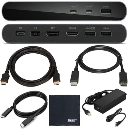 Lenovo 40B30090US Docking Station USB-C Universal Business Dock, Dual Display: Includes USB-C Cable + Power Adapter + Zoomspeed Display Port Cable + Zoomspeed HDMI Cable + AOM Cleaning Cloth