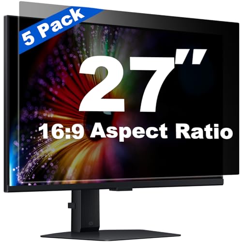 [5 Pack] 27 Inch Computer Privacy Screen for 16:9 Aspect Ratio Widescreen Monitor, Eye Protection Anti Glare Blue Light Filter Shield, Removable Anti-Scratch Anti Spy Protector - color: 27 Inch (Diagonal) - 16:9 Aspect Ratio, style: 5 PACK