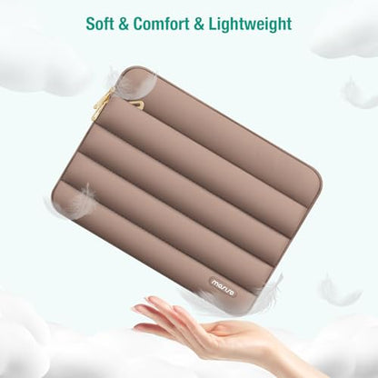 MOSISO Laptop Case 17.3 inch, 17-17.3 inch Puffy Laptop Sleeve Compatible with Dell XPS/HP Pavilion/Ideapad/Acer/Alienware/HP Omen Notebook Computer, Polyester Horizontal Bag with Small Case, Brown - color: Brown, size: 17.3 inch