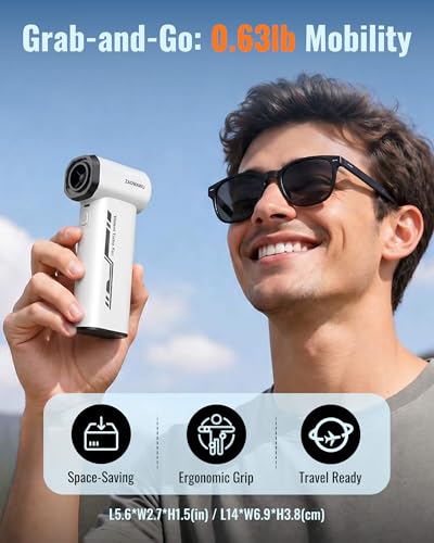 Electric Air Duster 150000 RPM Rechargeable Mini Blower with 4 Nozzles | 2H Fast Charge, Canned Air Alternative, 6000mAh Battery, 120min Runtime, 3 Speeds, PC Cleaning Kit, 0.63lb Handheld Blower - color: White-jx007