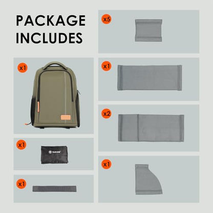 TARION Camera Backpack for Photographers Compact 15L, TB04 Green | 15 Inch Laptop Compartment, Side Access Quick Draw, Anti-theft Hidden Pocket, Tripod Holder, Rain Cover, Travel-Friendly - color: Green
