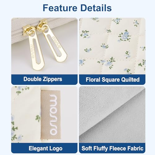 MOSISO 13-13.3 inch Laptop Case, 13.3 inch Puffy Laptop Sleeve | Compatible with MacBook Neo/Air13.6/Pro13/Pro14, HP Dell ASUS Lenovo, Square Quilted Floral Vertical Bag&Small Case, Blue - color: Blue, size: 13.3 inch