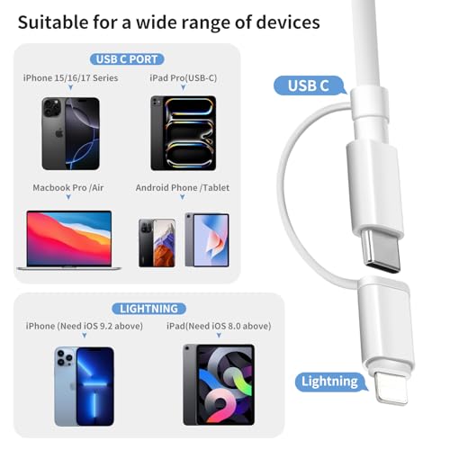 [Apple MFi Certified] SD Card Reader for iPhone iPad, USB C & Lightning Dual Interface Memory Card Reader, Digital Camera Adapter to iPhone, Trail Game Camera Viewer Supports SD/TF Card, Plug & Play - color: white-Card Reader 01