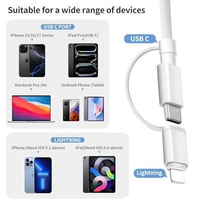 [Apple MFi Certified] SD Card Reader for iPhone iPad, USB C & Lightning Dual Interface Memory Card Reader, Digital Camera Adapter to iPhone, Trail Game Camera Viewer Supports SD/TF Card, Plug & Play - color: white-Card Reader 01