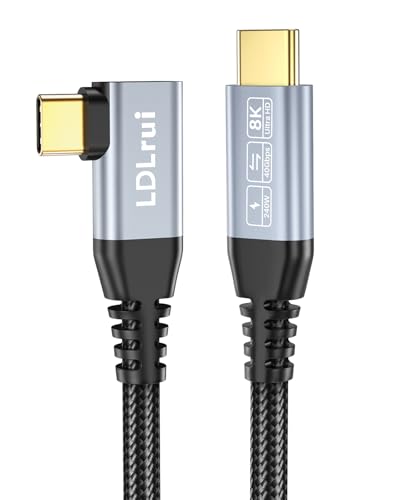 USB C to USB C Data Cable 40Gbps 8K@60HZ 240W Right Angle 4FT, USB 4 Video Cable Compatible with Thunderbolt 4/3, Fast Charging USB-C For MacBook, PC, iPhone 17/16/15 Pro Max, Portable Monitor/SSD - color: Silver Gray, size: 4FT
