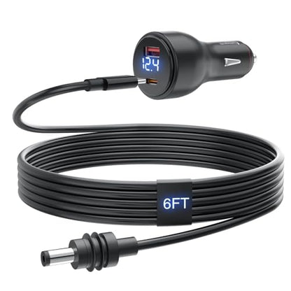Starlink Mini Car Adapter USB C Cable Starlink Mini Accessories Car Charger PD 100W Fast Charging Cigarette Lighter Power Cord with Digital Display for Cars RVs Trucks Yachts， 6ft 1.8M - size: 6FT
