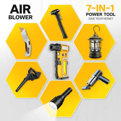 Compressed Air Duster,7-in-1 Electric Mini Dust Blower with LED Light, 2 Battery 8000mAh 300000RPM Rechargeable Air Duster for PC Keyboard Computer Car Vents Electronics Cleaner Home and Outdoor