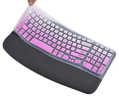 Large Print Keyboard Cover Skin for Logitech Wave Keys MK670 Combo Keyboard Skin, Logitech Wave Keys Wireless Ergonomic Keyboard Cover Protector Skin Accessories, Ombre Purple - color: Ombre Purple-Large