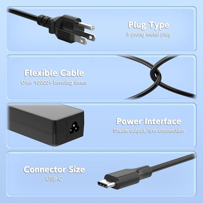 100W USB C Laptop Charger, 100W Fast Charging Compatible with Lenovo HP Dell Asus Acer MacBook Huawei Samsung Type C Power Adapter Supply Supports 90W 65W 45W