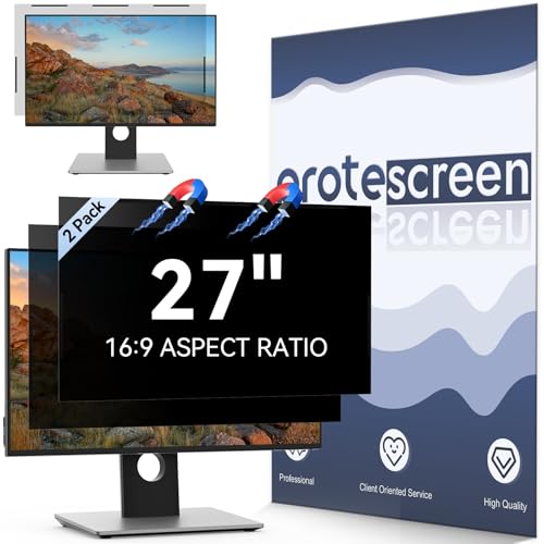 [2-Pack] 27 Inch Magnetic Computer Privacy Screen Filter for 16:9 Widescreen Monitor, Removable Eye Protection Anti Glare Blue Light Filter Privacy Shield, Anti Spy Screen Protector Film 27 in - size: [2 PACK] 27'' Magnetic (16:9)