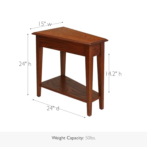 Leick Home 9035-MED Recliner Wedge Table with Shelf, Medium oak, 24 in x 15 in x 24 in - color: Medium Oak