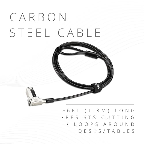 Kensington PortLock Combination Lock for Dell XPS14 and XPS16 laptops - USB-C, Anti-Theft Carbon Steel Security Cable, 4-Number Resettable Combination Code (K64548WW) Black