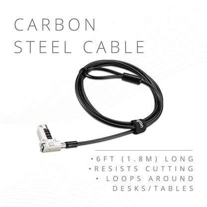 Kensington PortLock Combination Lock for Dell XPS14 and XPS16 laptops - USB-C, Anti-Theft Carbon Steel Security Cable, 4-Number Resettable Combination Code (K64548WW) Black