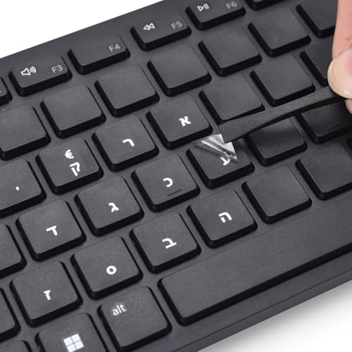 4 in 1 Hebrew Borderless Letter Keyboard Stickers Compatible with PC Computer Laptop Desktop Notebook Gaming Keyboards,Hebrew Transfer Printing Lettering Characters Repair Replacement Sticker - color: White Letter, size: Hebrew