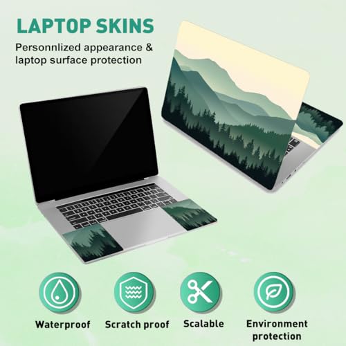 PLIGREAT Mountain Forest Laptop Decals Sticker Skin Cover, Laptop Stickers Skins Decal Fits 12" 13" 13.3" 14" 15" Laptops Universal Removable Vinyl Netbook PC Cover Decal - color: Mountain Forest