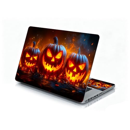 Universal Laptop Skin Sticker Decal, 12"-15.6" Aesthetic Vinyl Wrap, Glowing Jack-o-Lanterns Waterproof Notebook Cover Art Protector for MacBook HP Dell Lenovo, Fits 13" 14" 15" 15.6" - color: Glowing Jack-o-lanterns