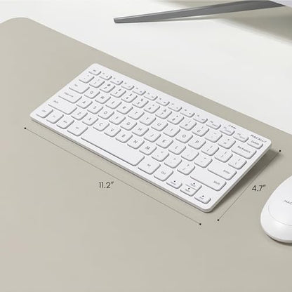 Macally Mini Compact Keyboard - Wireless Keyboards for Desktop PC, Surface, Chromebook, Notebook, Laptop Keyboard, Slim Key Board with 2.4G Wireless USB - Small Keyboard for Travel (White) - color: White