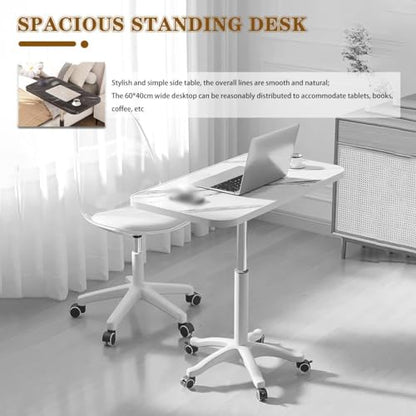 Height Adjustable Compact Laptop Desk, Pneumatic Sit Stand Table, Mobile Standing Desk with 5 Wheels, Portable Spacious Sofa Side Table, Easy to Install(C) - color: C
