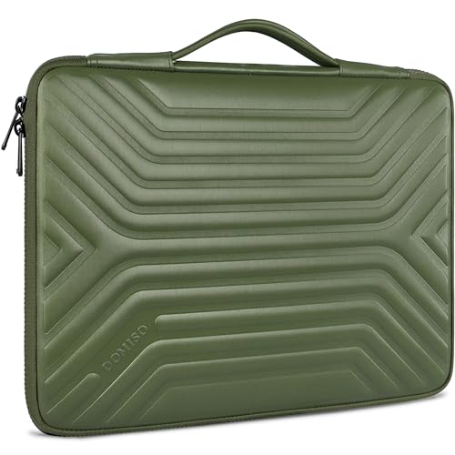 DOMISO 15.6 Inch Laptop Sleeve Case, Shockproof Waterproof Soft EVA Protective Bag with Handle, Lightweight Carrying Case for MacBook, Dell, HP, Lenovo, ASUS, Olive - color: Olive, size: 15 - 15.6 Inch